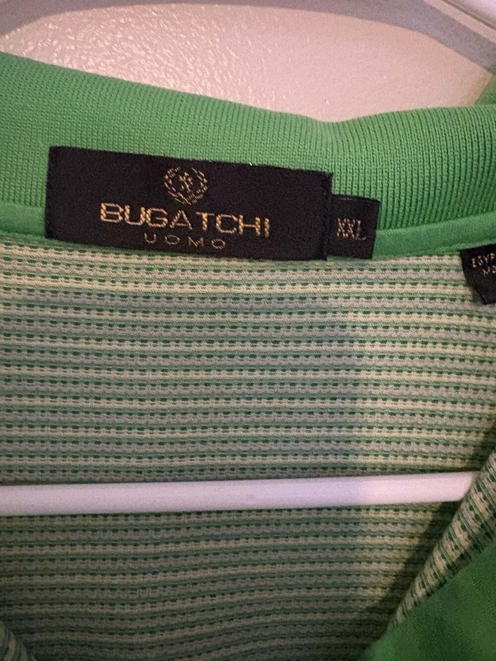 Bugatchi Uomo Men's XXL Green Textured Stripe Knit Polo Shirt - Picture 5 of 6